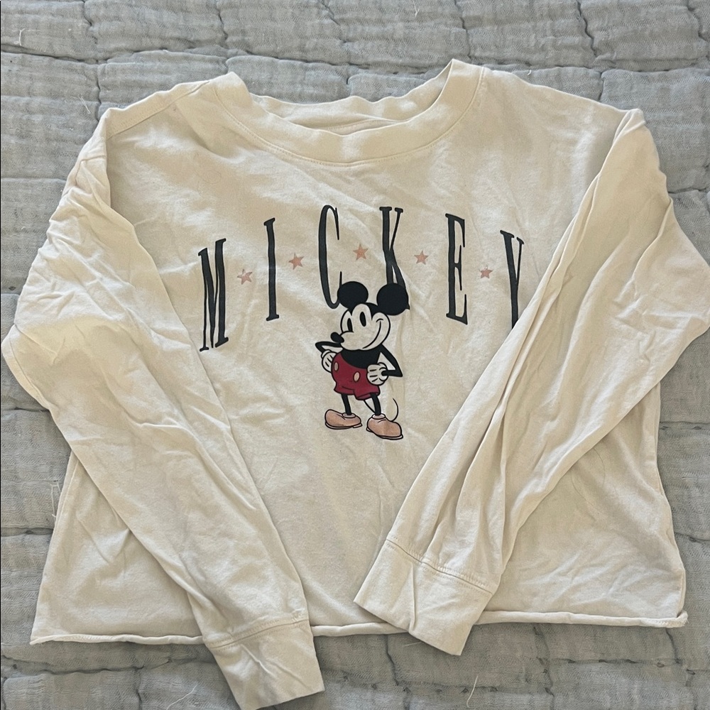 GAP Cream Mickey Mouse Long Sleeve Tee